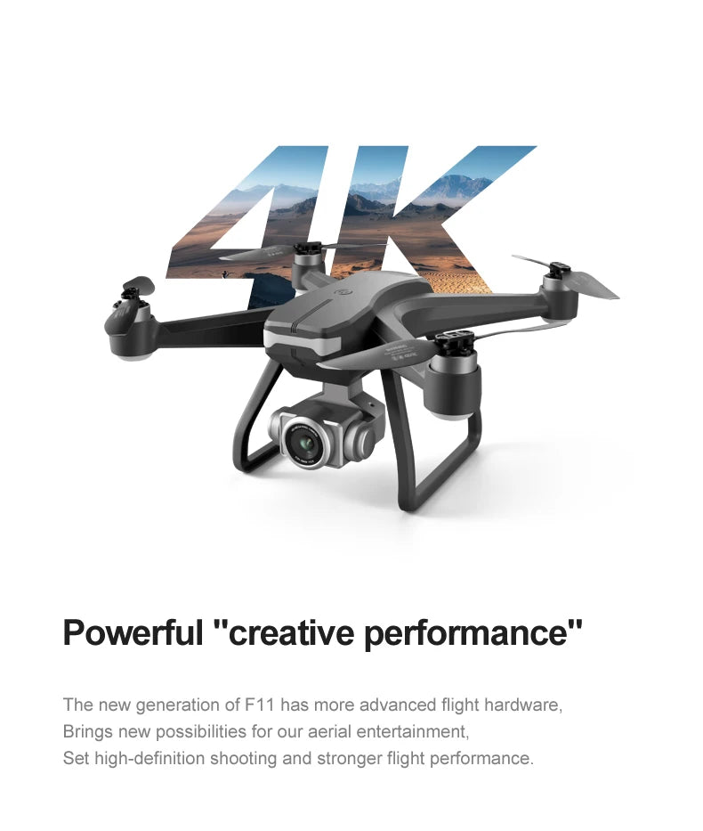 F11 PRO Drone - GPS 4K HD Dual HD Camera Professional WIFI FPV Aerial Photography Brushless Motor Quadcopter Dron Toys Professional Camera Drone 17 F11 PRO Drone, the new generation of F11 has more advanced flight hardware . high-definition shooting