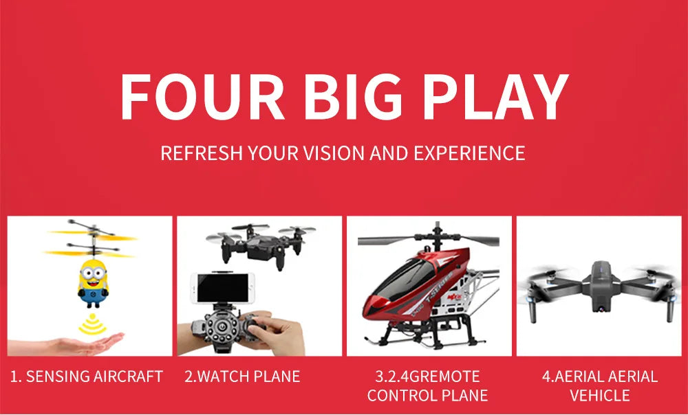 HGRC 2.4G Mini Watch RC Drone, FOUR BIG PLAY REFRESH YOUR VISION AND EXPERIENCE