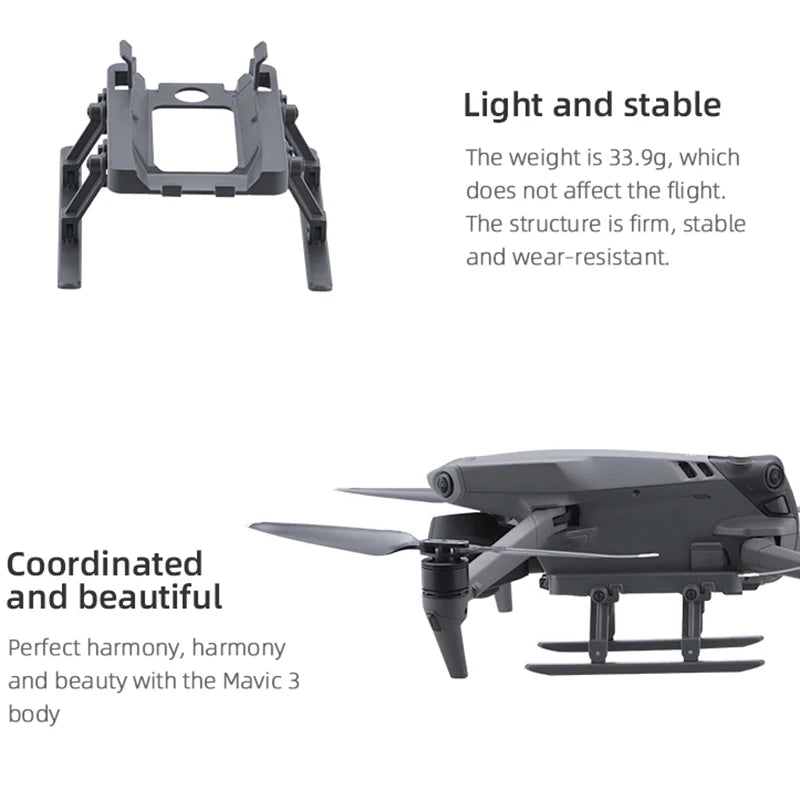 Landing Gear for DJI Mavic 3/3 Classic Drone, the body weight is 33.9g, which does not affect the flight . the structure is