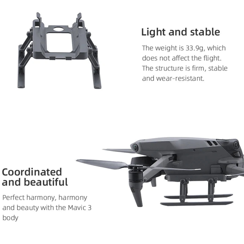 Landing Gear for DJI Mavic 3/3 Classic Drone - Height Extender Support Leg Gimbal Camera Protector Leg Mavic 3 Accessories 12 Landing Gear for DJI Mavic 3/3 Classic Drone, the body weight is 33.9g, which does not affect the flight . the structure is