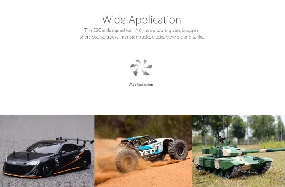 ESC is designed for touring cars, buggies short-course irucks