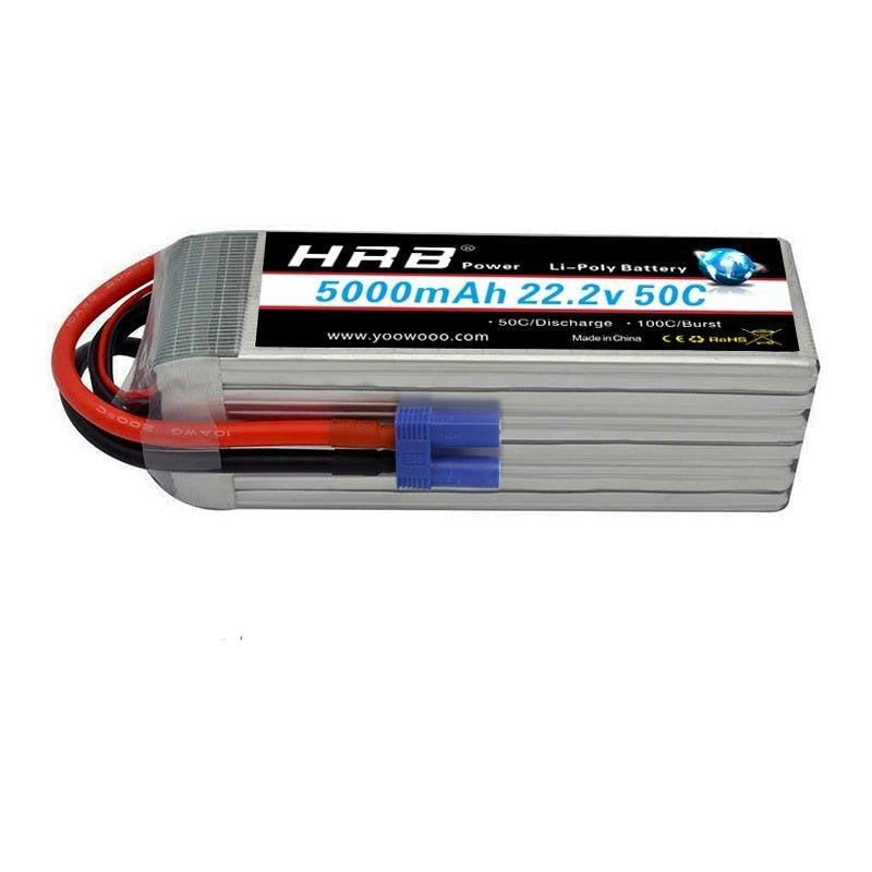 Bateria Lipo HRB 6S 22.2V - EC5 2200mah 2600mah 3300mah 4000mah 5000mah 6000mah 8000mah 10000mah 12000mah 16000 22000mah Peças RC para drone FPV Avião Helicóptero Brinquedos