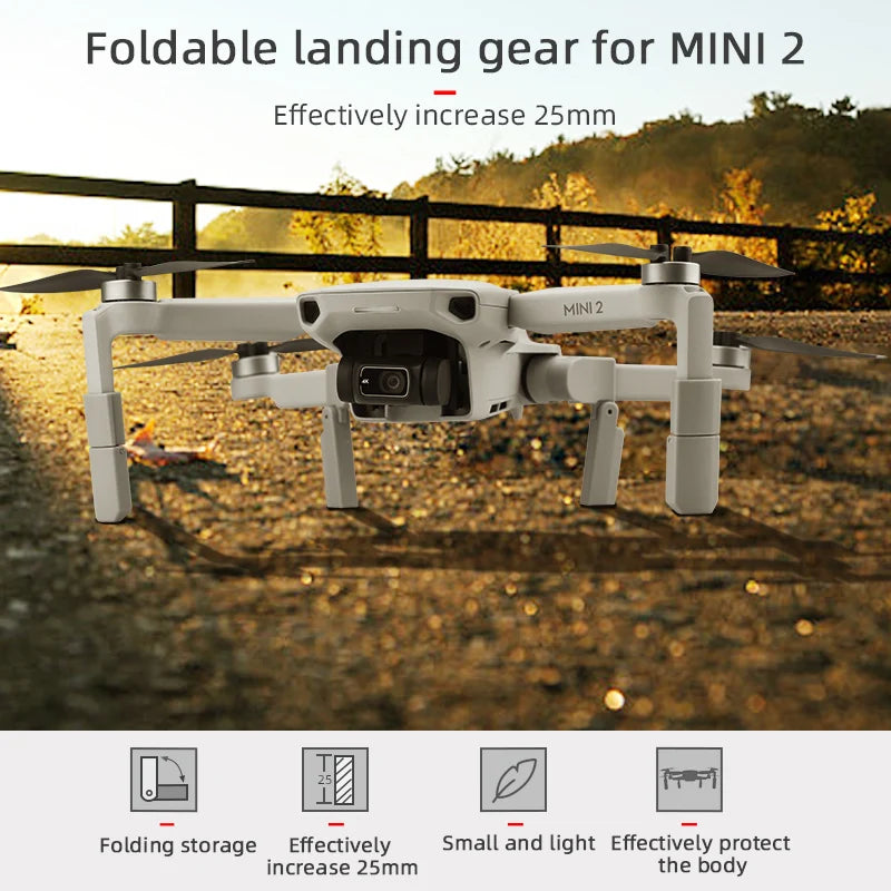 Foldable Heightening Landing Gear Leg Heighten for DJI Mavic Mini 2/Mini SE Drone Accessories Drone Feet Stand Support Protector 12 Foldable Heightening Landing Gear, Foldable landing gear for MINI 2 Effectively increase 25mm MINI 2 Folding storage Effectively