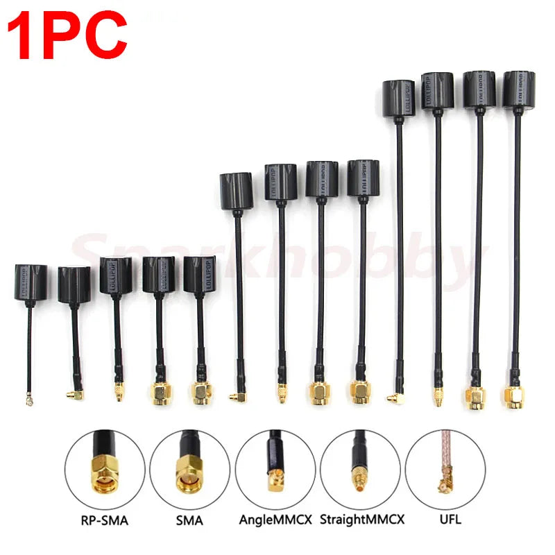 Micro Lollipop 5.8G RHCP Image Transmission Antenna 65/105/145MM SMA / RP-SMA / MMCX / UFL For RC FPV Racing Drones DIY Part 22 1PC U RP-SMA SMA Angle MMCX StraightMMCX U