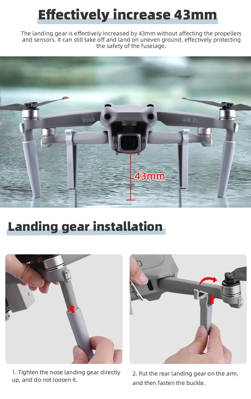 Airdrop System for Drone DJI Mavic Air 2/AIR 2S Fishing Bait Ring Gift Deliver Life Rescue Remote Throw Thrower Air Drop 31 landing gear can still take off and land on uneven ground, effectively protecting the safety of the fuse