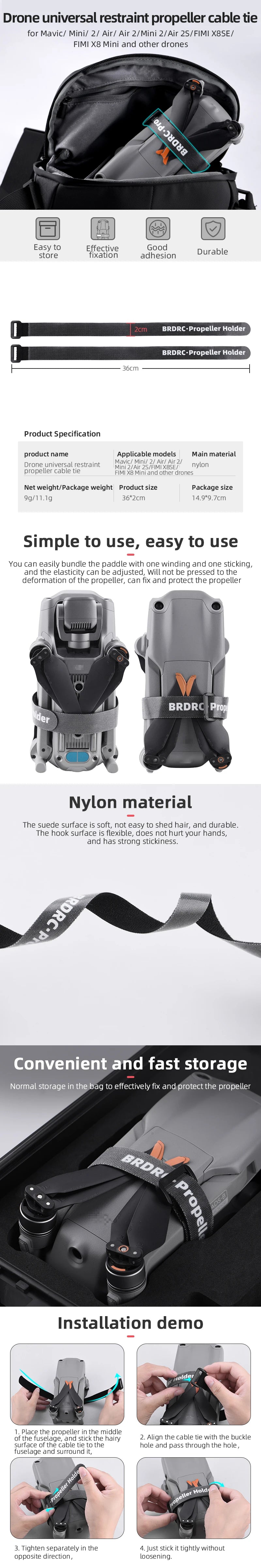Propeller Stabilizer Fixed Strap for DJI MINI 3 PRO Props Fixed Drone Accessories 7 Propeller Stabilizer Fixed Strap, Drone universal restraint propeller cable tie for Mavic/ Minil 2/ Air