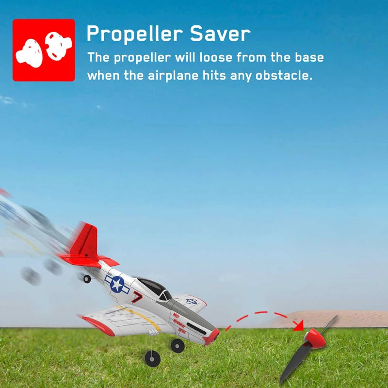 Propeller Saver The propeller will loose from the base when the airplane hits any obstacle
