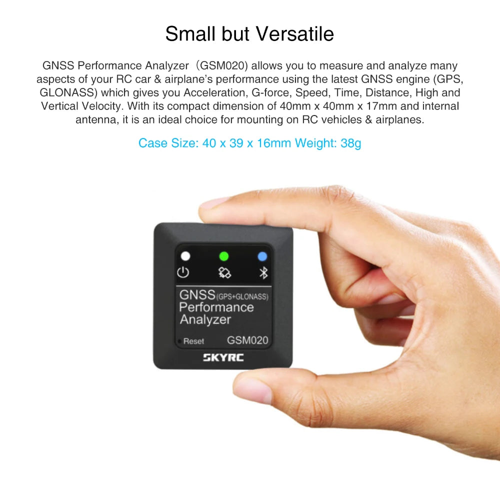 SKYRC GSM020 GNSS Performance Analyzer, GSMO2O allows you to measure and analyze many aspects of your RC car