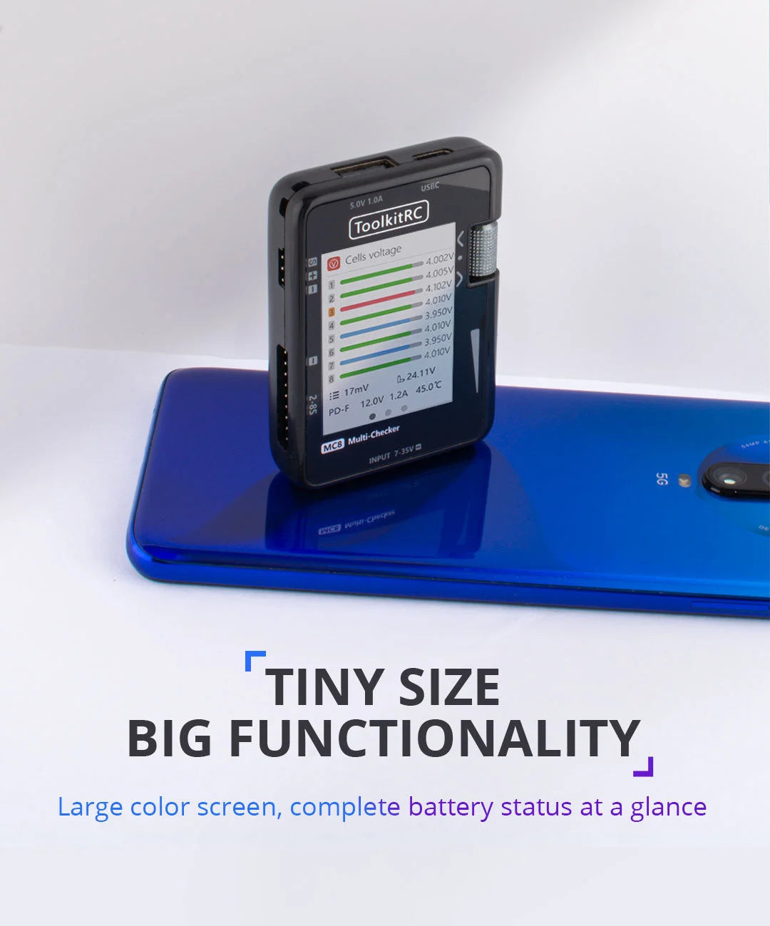 MC8详情页en_02.jpg ToolkitRC MC8, Smart Battery Multi-Checker Balancer Receive