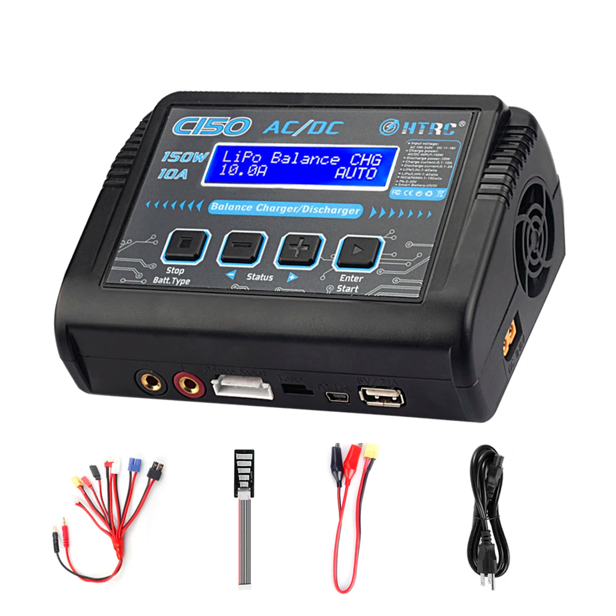 HTRC T240 Duo Lipo Charger, AUTO R((0o 1 Balaige Charger Discharger Stop Batt Type