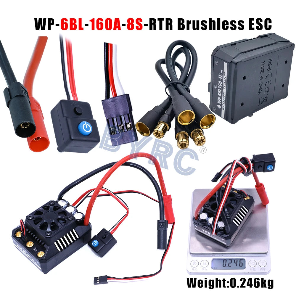 Waterproof brushless ESC for 1/10 to 1/6 scale RC cars.