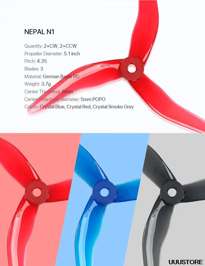 NEPAL N1 Quantity: 2xCW, 2xCCW Propeller Dia