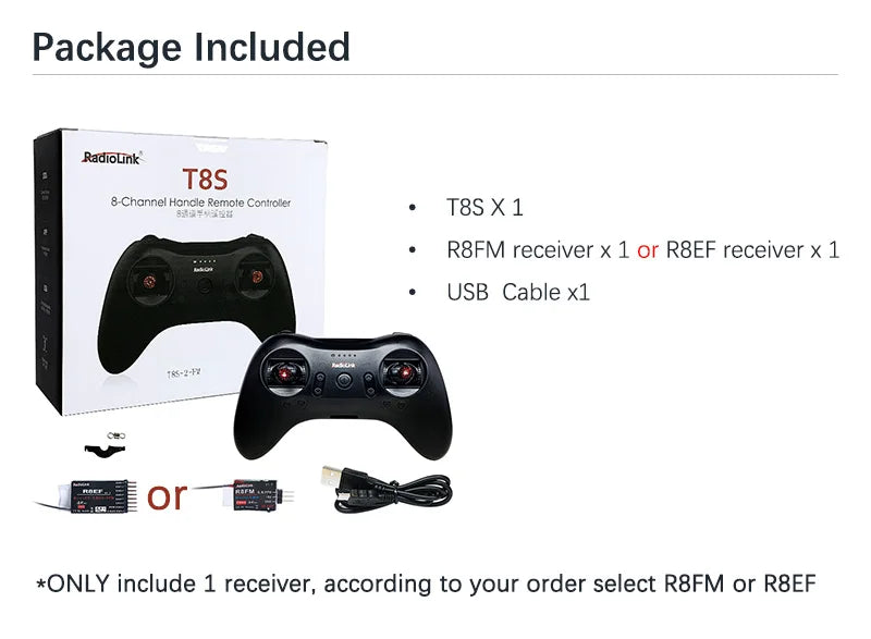 Radiolink T8S, Package Included RadioLink T8S 8-Channel Honcle Remole Control
