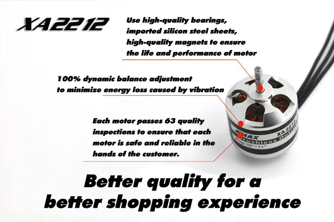 Yinyan EMAX XA2212 four or six multi-axis fixed wing motor motor KV820 / 980/1400 3 each motor passes 63 quality inspections to ensure that each motor is sate and reliable