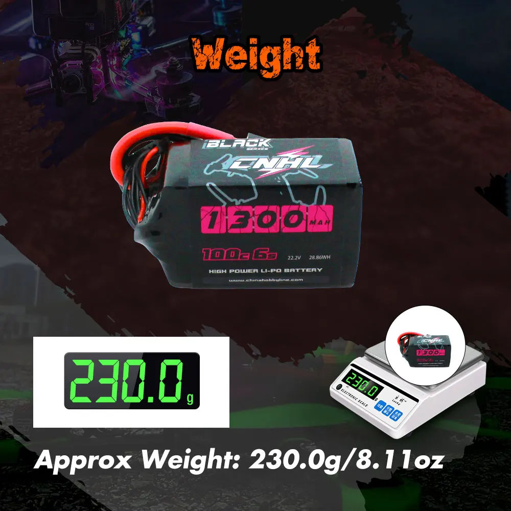 CNHL RC 2S 4S 5S 6S Lipo Battery for FPV Drone, Weight BiAZ dbao 1lb 22.Zv 28 8uWH