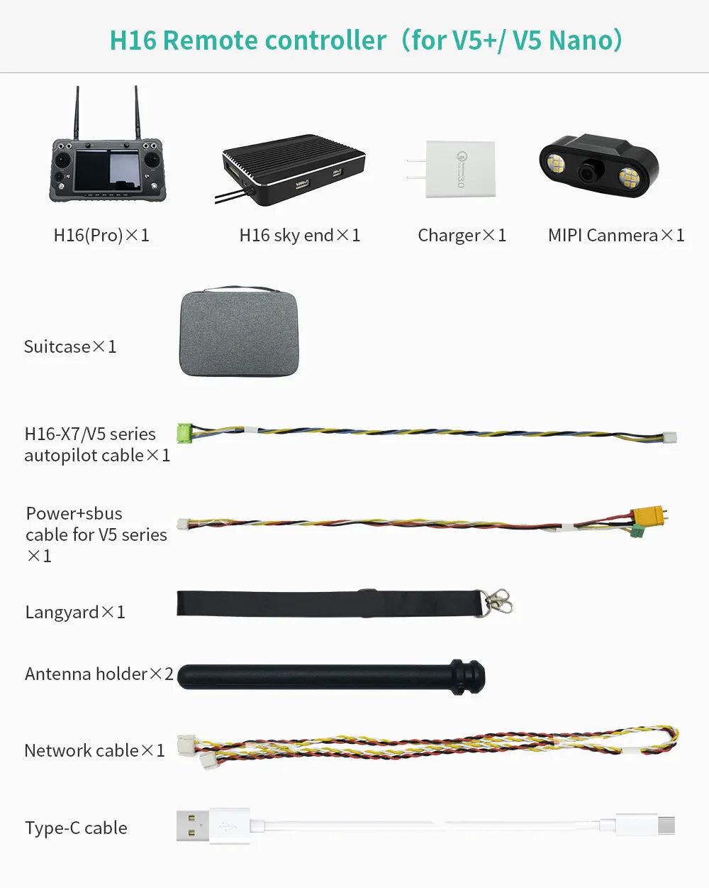 CUAV H16 MIPI Camera, H16-X7 N5 series autopilot cableXl Powertsbus cable for