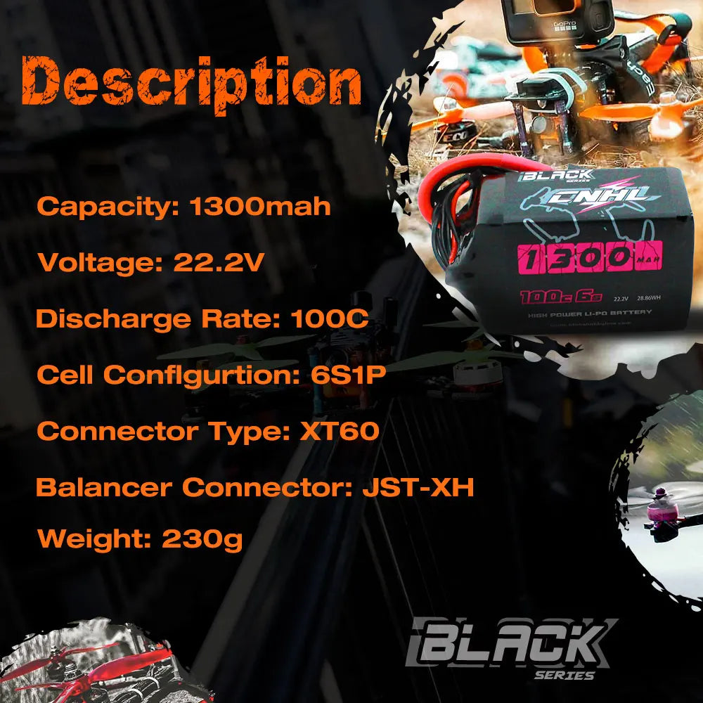 4PCS CNHL 6S Lipo Battery, Description Capacity: 130Omah Voltage: 22.2V diba