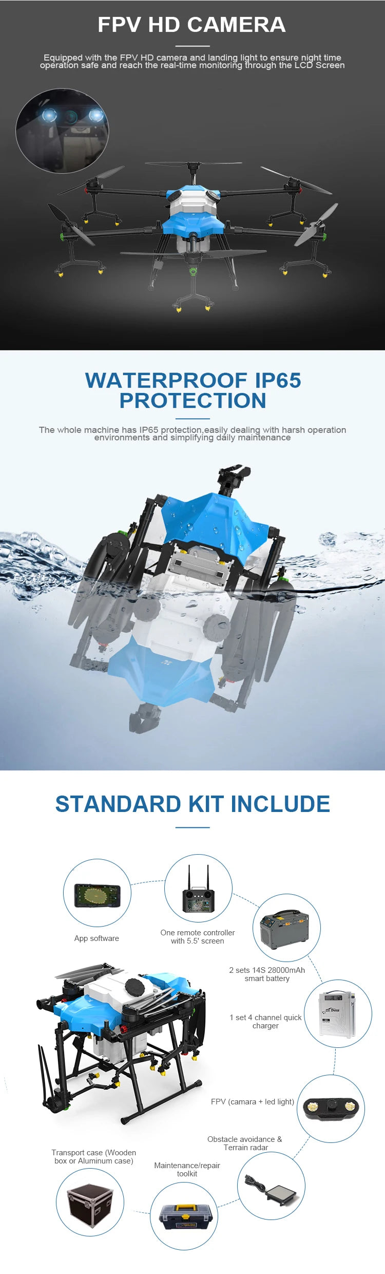 Yuanmu GF-30 30L Agriculture Drone - With Smart Battery Rtk Antenna Centimeter Positioning System 16 Yuanmu GF-30 30L Agriculture Drone, FPV HD CAMERA and to ensure time opeuanbed safe and