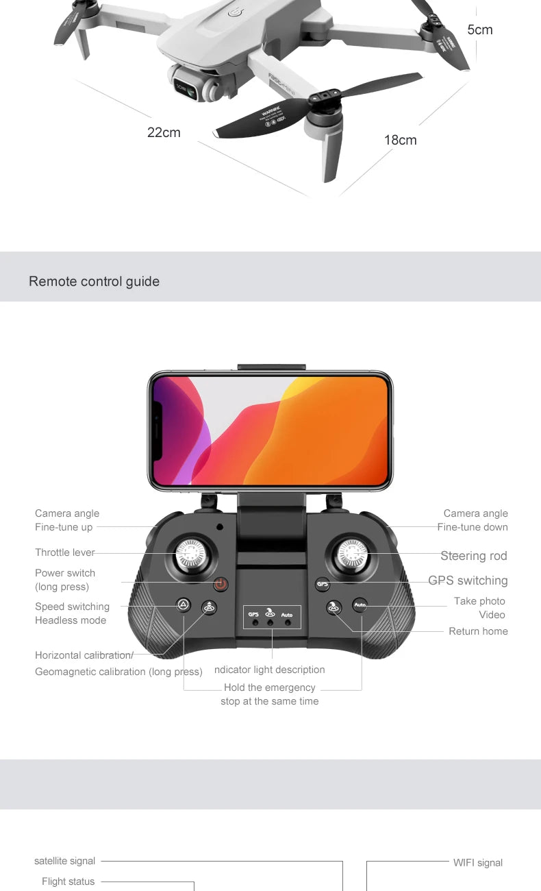 4DRC F8 Drone, scm 22cm 8cm remote control guide camera