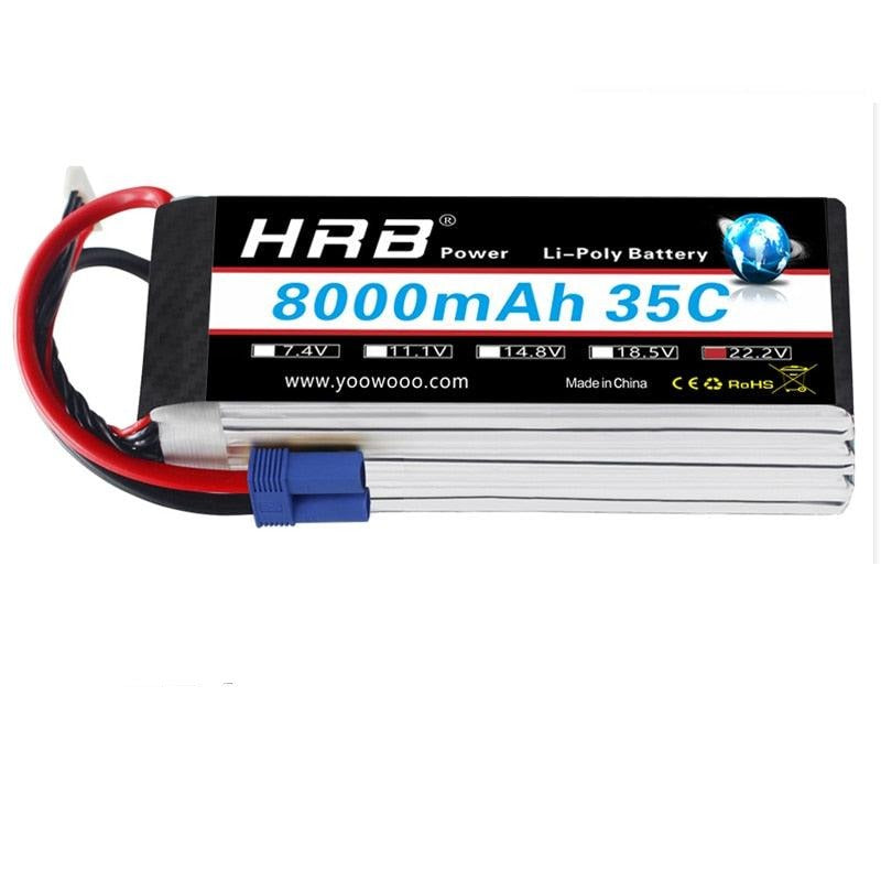 HRB 22.2V 8000mah Lipo Battery - 6S XT60 EC5 XT90 Deans T XT150 AS150 35C RC Parts for FPV Drone Quadcopter Helicopter Airplane Car Boat