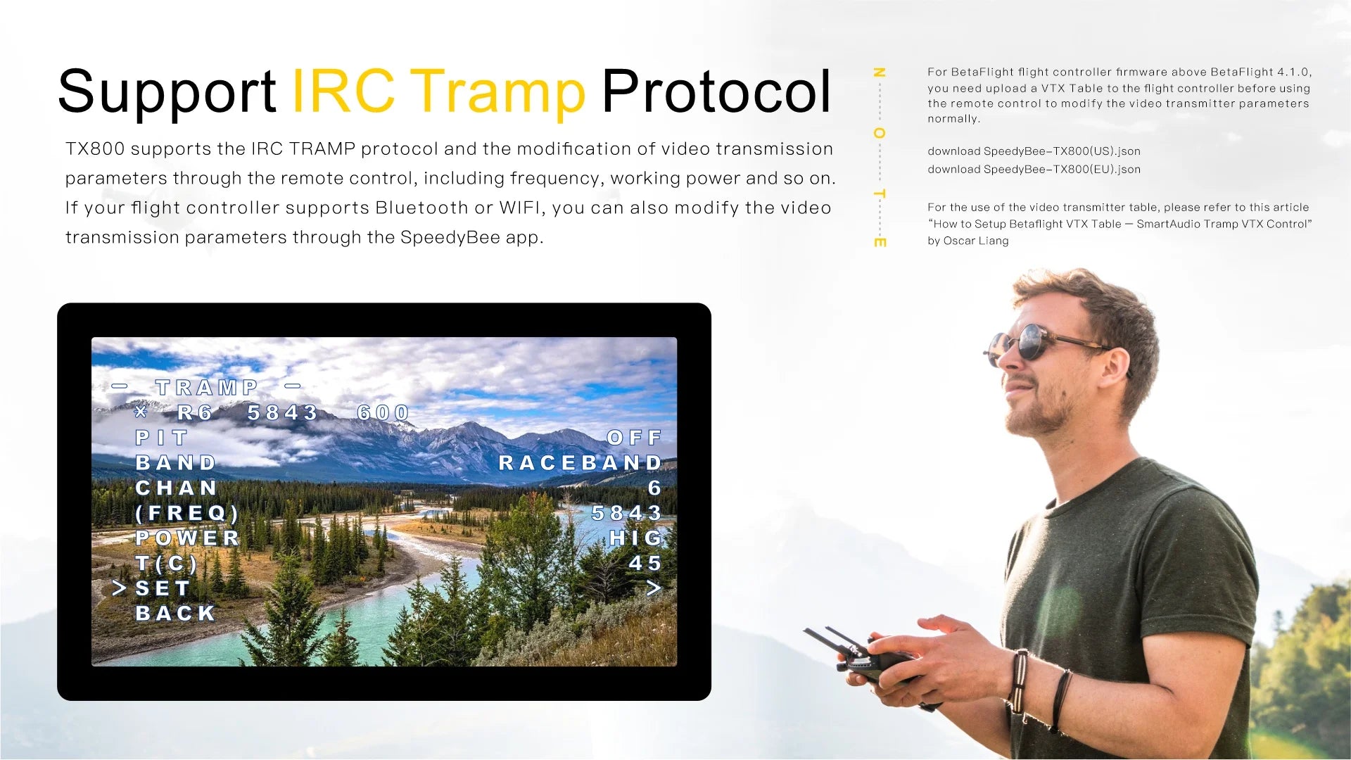 SpeedyBee TX800 5.8G VTX - 5V 48CH 200mW / 400mW / 800mW RunCam Maximum Output Long Range FPV Video Transmitter 10 SpeedyBee TX800 5.8G VTX, betaFlight flight controller firmware above BetaFlight 4.1.0, Supports IRC Tramp