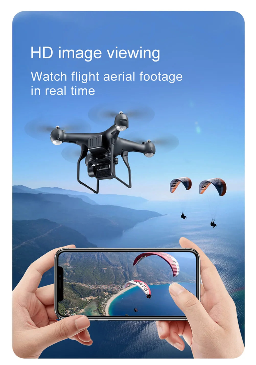 New Remote Control Drone, hd image viewing watch flight aerial footage in real
