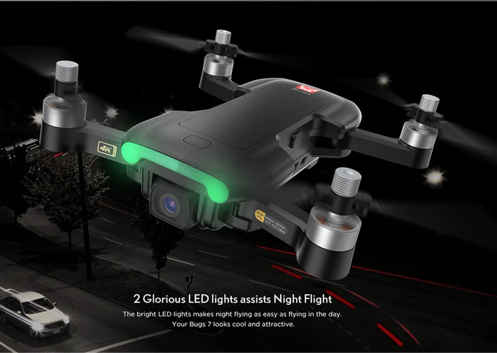 MJX Bugs 7 B7 Drone, 2 glorious led lights makes night flying as easy as flying in the day