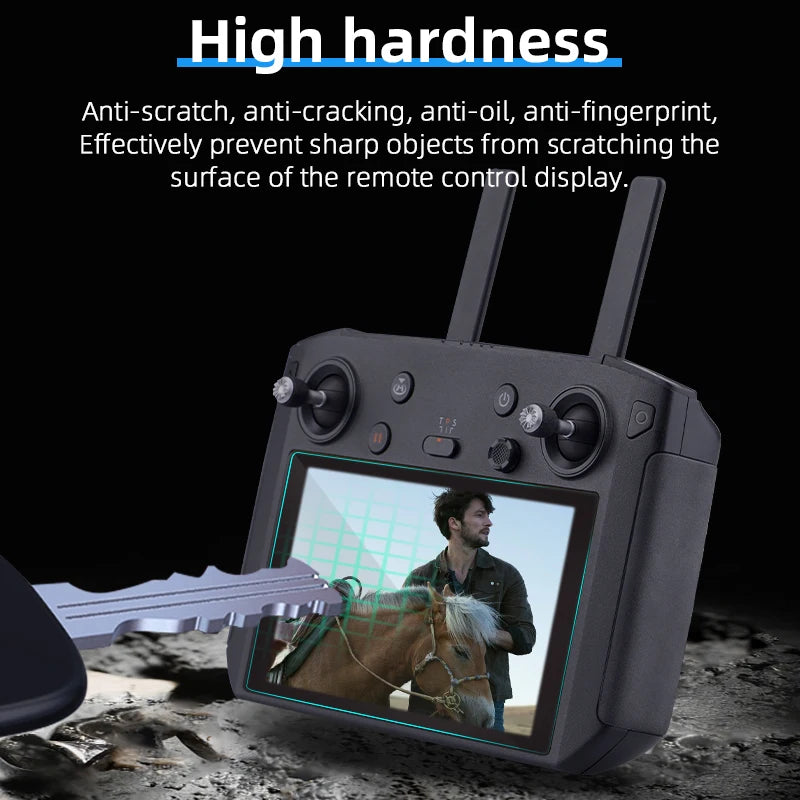 high hardness prevents sharp objects from scratching the surface of the remote control display .