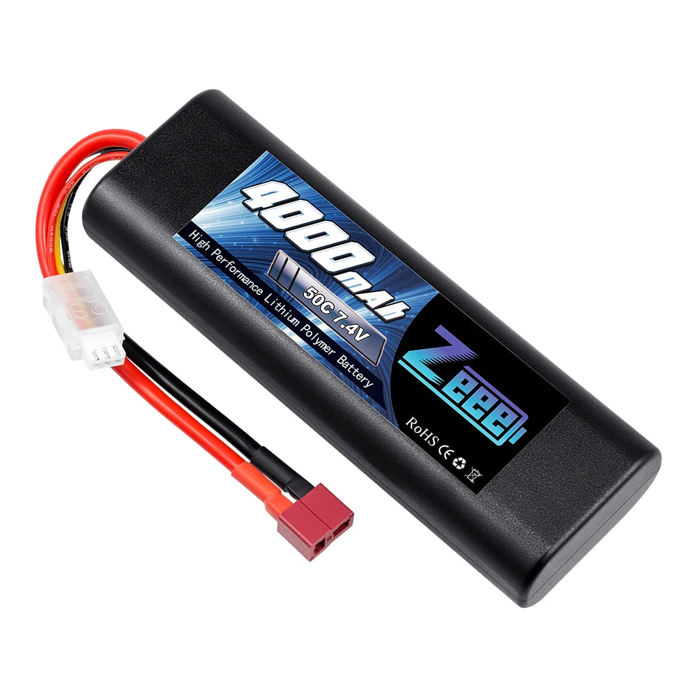 Zeee 7.4V 50C 4000mAh Lipo Battery, Superior Japan and Korea Lithium Polymer raw materials