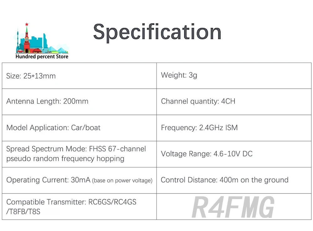 Radiolink 2.4GHz 6CH Receiver - Gyro Inside for RC4GS/R6FG V5 Transmitter R7FG V1.4 R6F V4 R4FMG V2.0 R8FG 7 Channels RCC6GS V3 23 Radiolink 2.4GHz 6CH Receiver, Specification Hundred percent Store Size: 25*13mm Weight: 3g Antenn