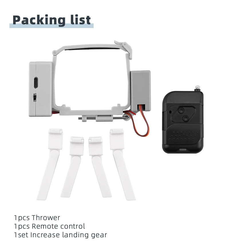 Drone Airdrop, Packing list pcs Thrower Ipc's Remote control Iset Increase