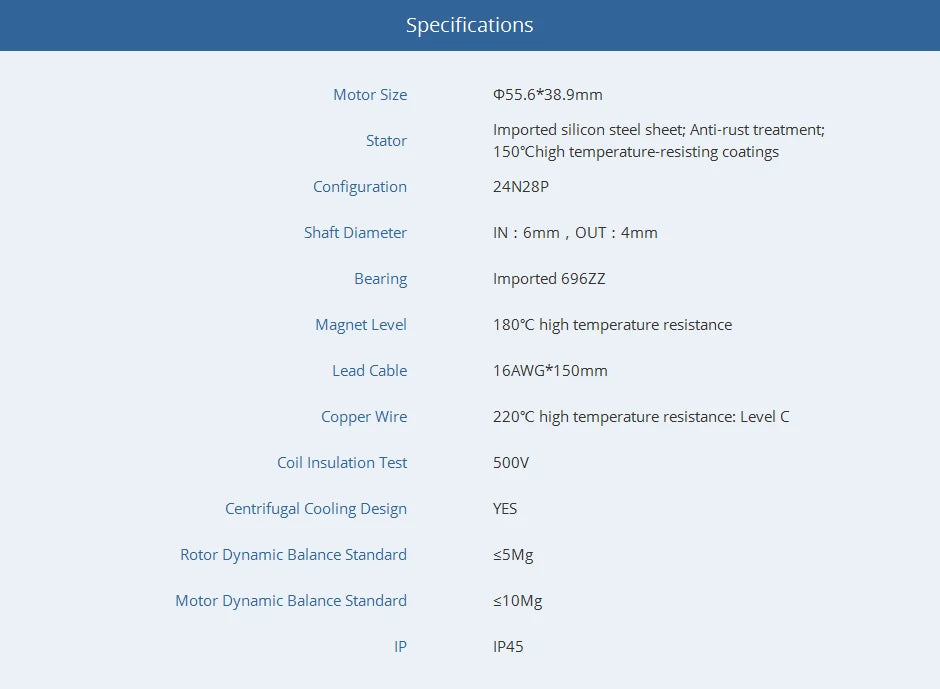 T-Motor MN505-S KV320 Max Thrust 6.7KG Navigator Series Brushless Electrical Motor For Multirotor Aircraft RC Drone Accessories 8 T-Motor, Specifications Motor Size 055.6*38.9mm Imported silicon steel sheet; Anti