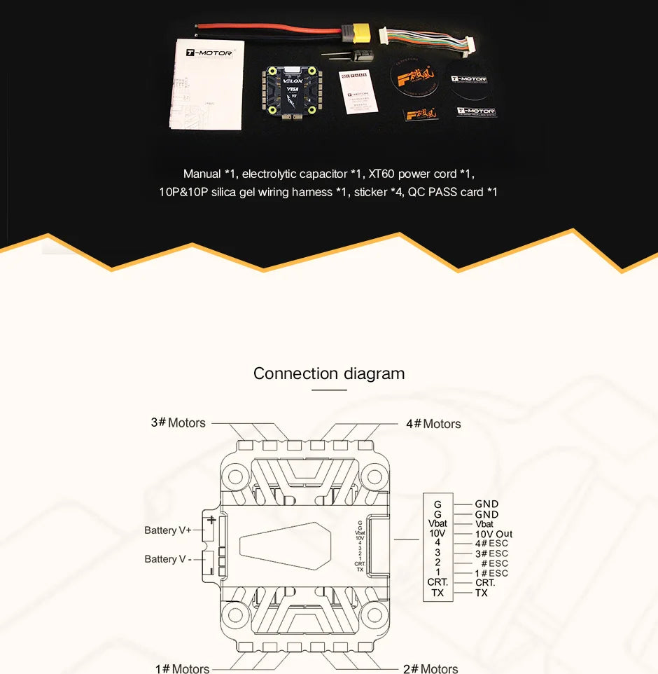 T-motor V45A V2 6S 4IN1 32BIT ESC, MotOr Aootu Meroton IadotoR Fril