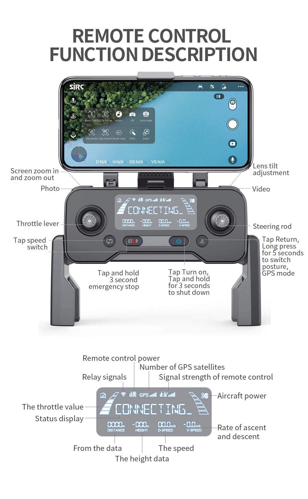 F11S PRO Drone - Supports 64G TF Card Professional 4K HD Camera Gimbal Brushless 5G Wifi Gps System Rc Distance 3Km RC Drones Toys Professional Camera Drone 49 F11S PRO Drone, remote control power Number of satellites Relay signals Signal strength of remote control 40 GPS.ll