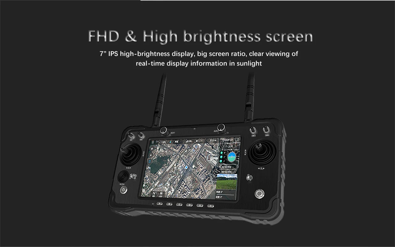 CUAV Black H16 PRO 30km HD Video Transmission System, FHD & High brightness screen 7" IPS high-brightness display, screen