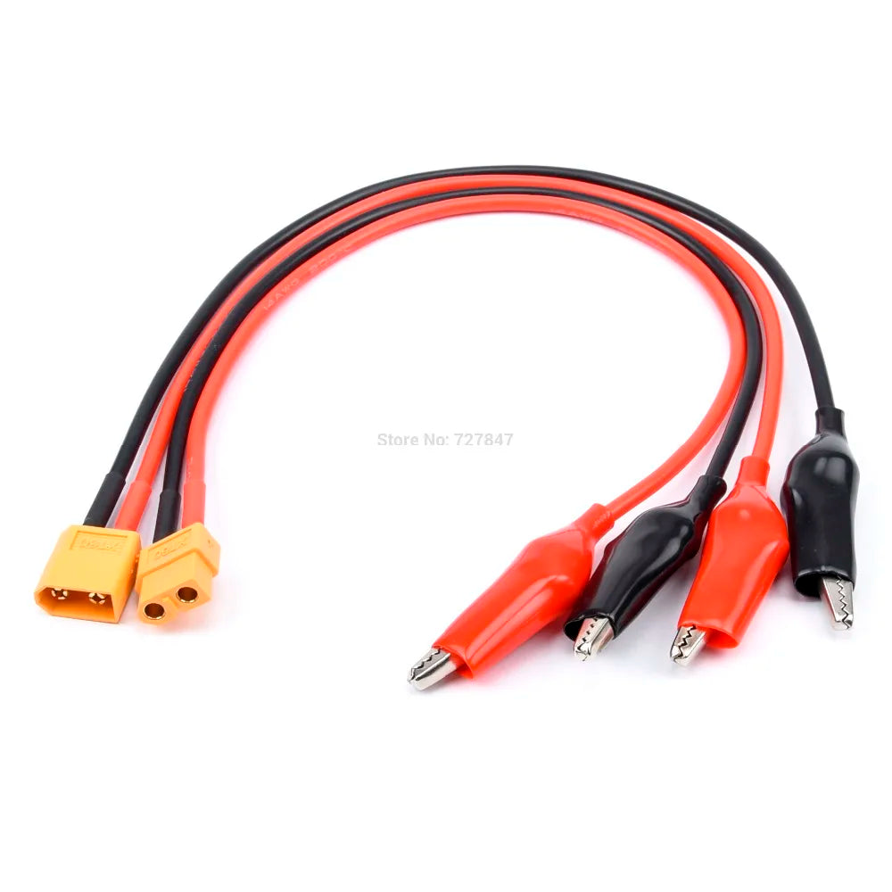 FPV Drone Charger Cable, XT60 Male / Female to Crocodile Clip Conector Plug 14