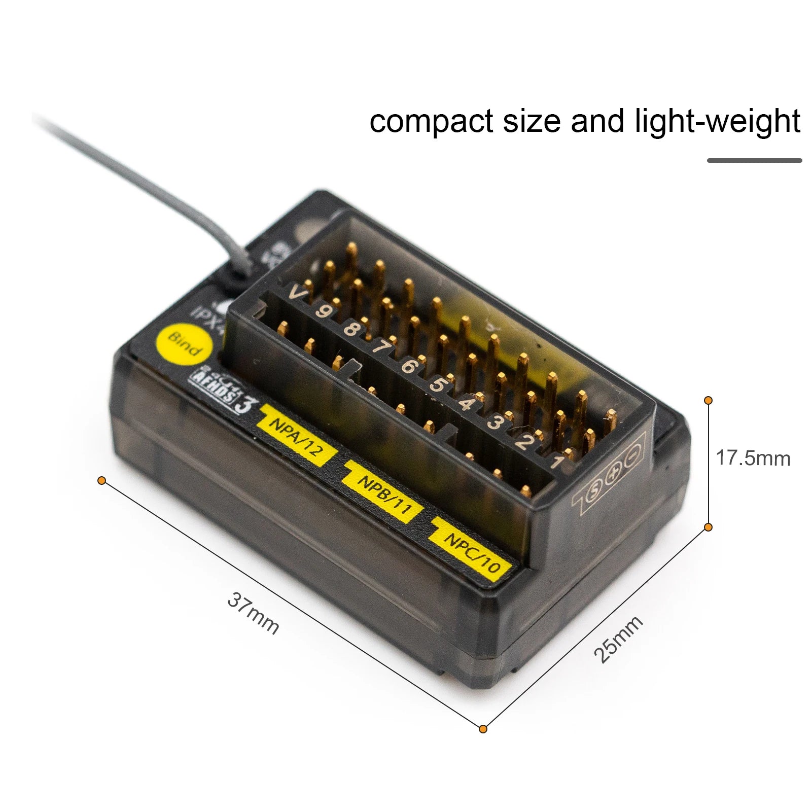 FLYSKY FGr12B 2.4GHz 12CH Receiver - PWM PPM Ibus for AFHDS3 Transmitters RF Modules PL18/ NB4 /NB4 Lite RC Car Boat Vehicle Parts 13 FLYSKY FGr12B 2.4GHz 12CH Receiver, compact size and light-weight 6 3 2 17.5mm ipxa Bind