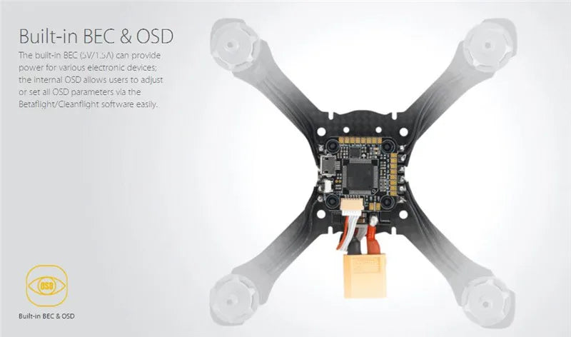 Hobbywing Nano F4 With OSD, Built-in BEC & OSD can provide powertor various elecironic