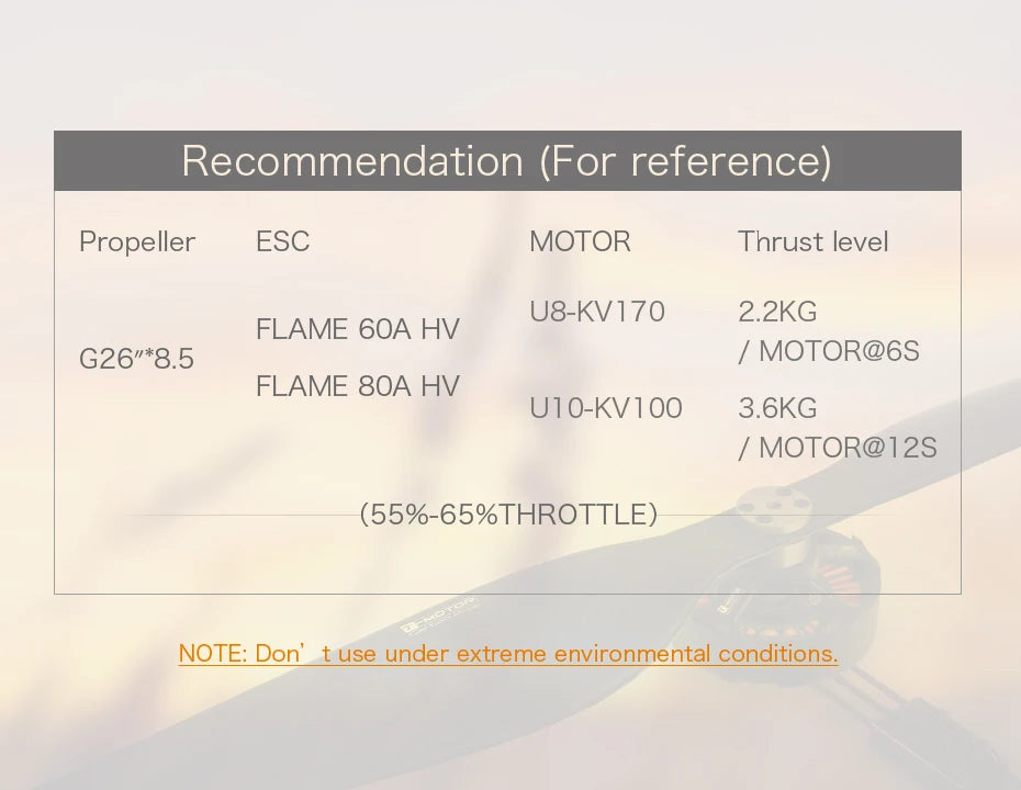 T-Motor profession CF prop G26*8.5 Prop, Propeller ESC MOTOR Thrust level U8-KV170 2.2KG