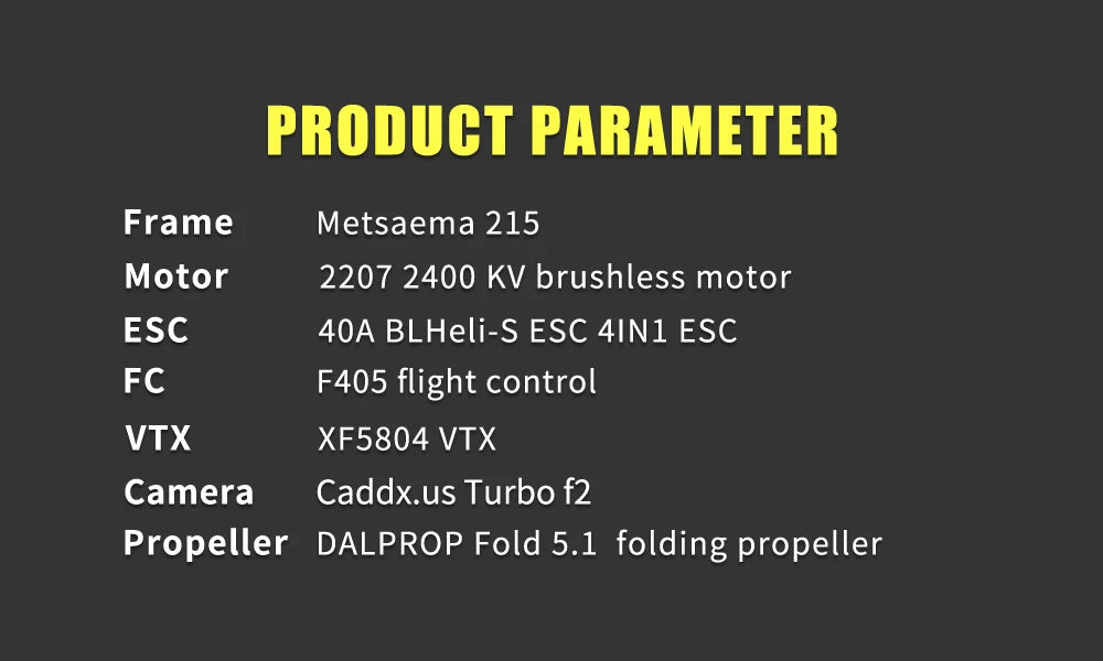 TCMMRC Metsaema 215 - FPV Racing Drone Kit 2207 2400KV F4-40A Camouflage Foldable Propeller Racing Freestyle Drone Flying Flexible 16 TCMMRC Metsaema 215 - FPV, TCMMRC Metsaema 215, PRODUCT PARAMETER Frame Metsaema 215 Motor 2207 2