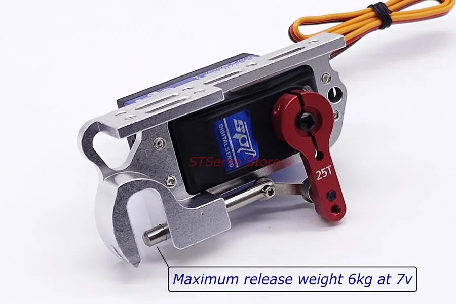 STServo 25kg Remote Control Air-Drop, STServo 25kg air-drop releasable servo kit for drones and helicopters, supporting loads up to 6kg.