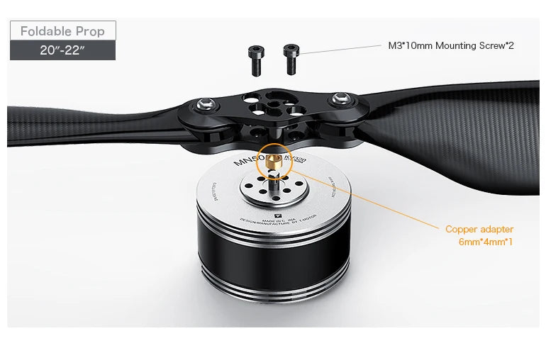 T-Motor MN505-S KV260 KV320 KV380 Brushless Waterproof Motor - 7KG Thrust New Professional Navigator Series For Multirotor Copters Aircraft 10 T-Motor, Foldable Prop 20"-22" M3" Omm Mounting Screw"2 8 8