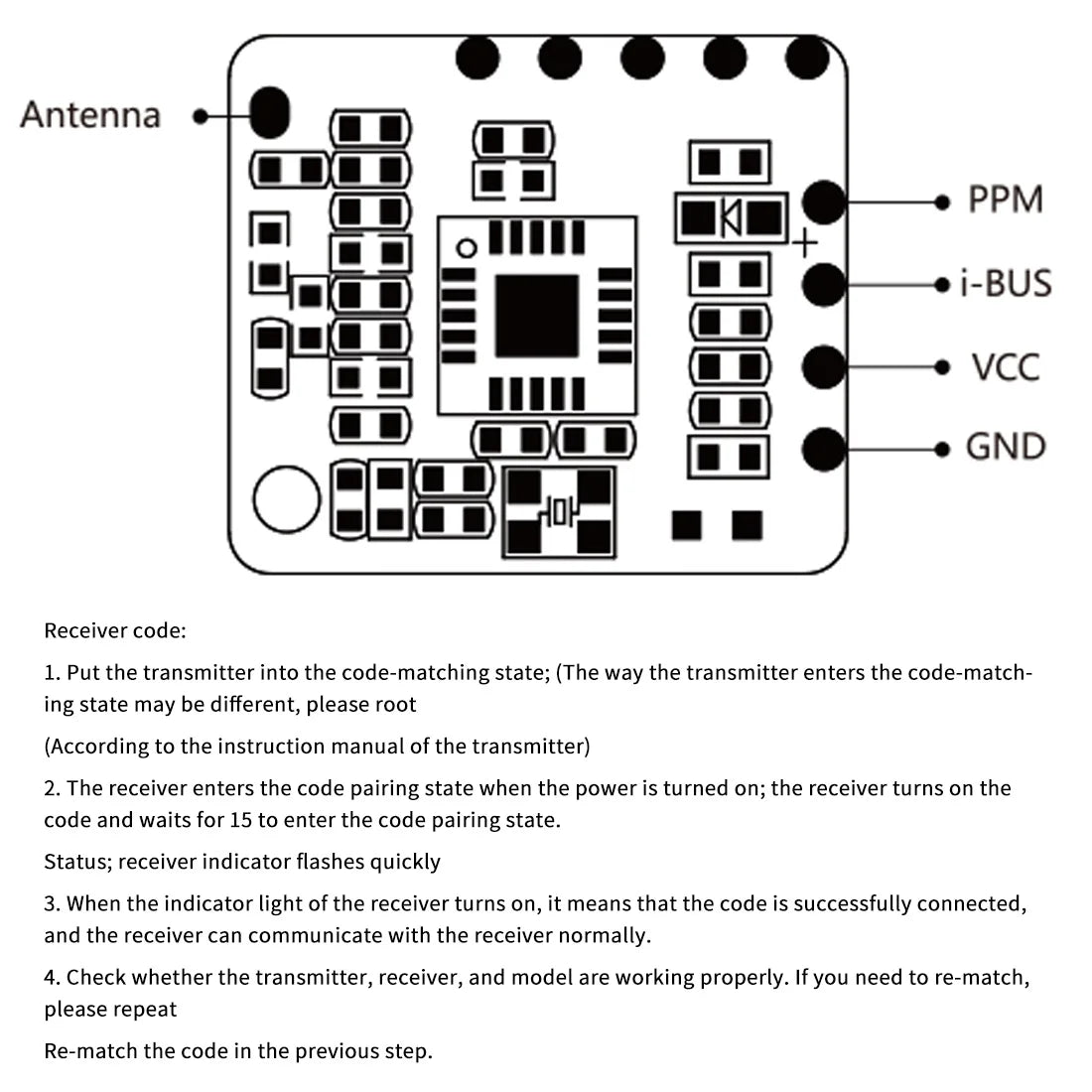Flysky FS-IA8X 2.4GHz8CH Receiver - AFHDS 2A PPM IBUS Mini Receiver for FS-Nirvana FS-NV14 FS-i6 FS-i6s FS-i6x FS-i8 FS-i10 Transmitter RC 11 Flysky FS-IA8X 2.4GHz8CH Receiver, put the transmitter into the code-matching state when the power is turned on . the