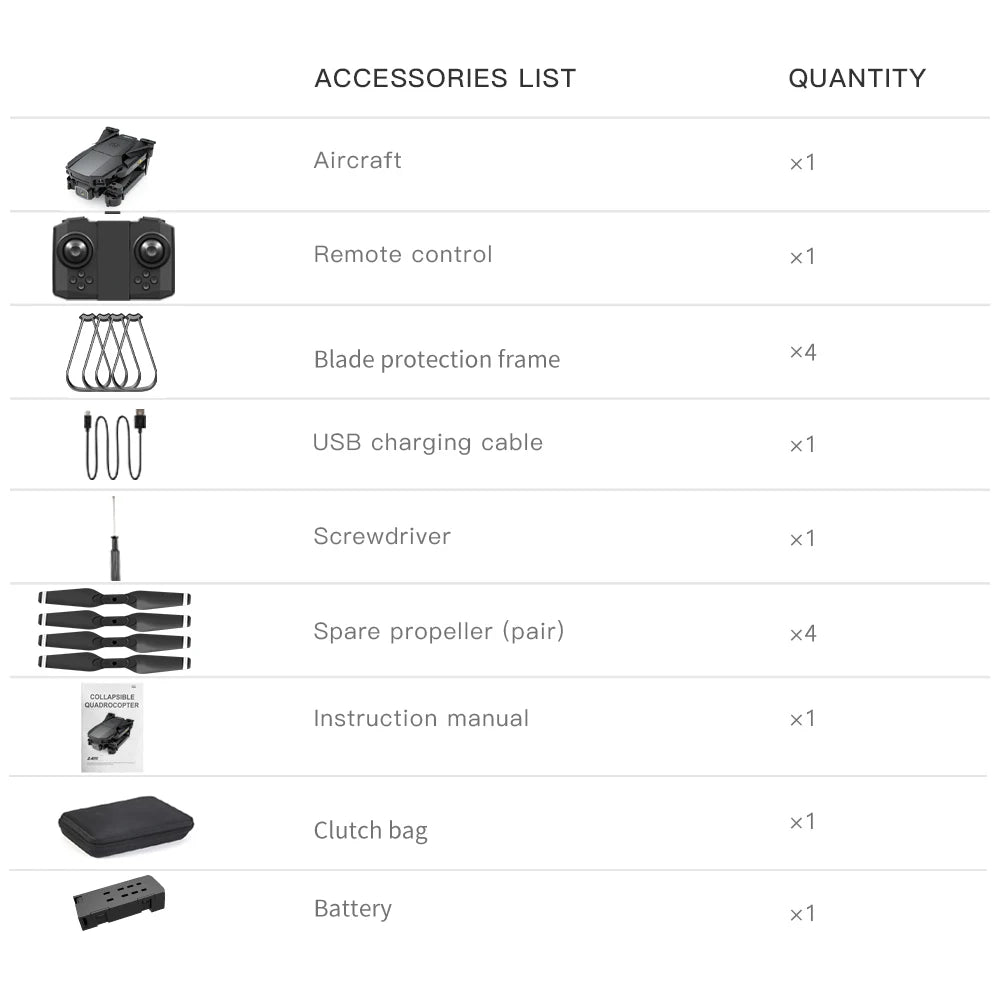 HJ78 Mini Drone - 4k Professional HD Dual Camera WIFI FPV Foldable Quadcopter Fixed Height RC Helicopter Gift Toys 39 HJ78 Mini Drone, accessories list quantity aircraft remote control blade protection frame x4 u