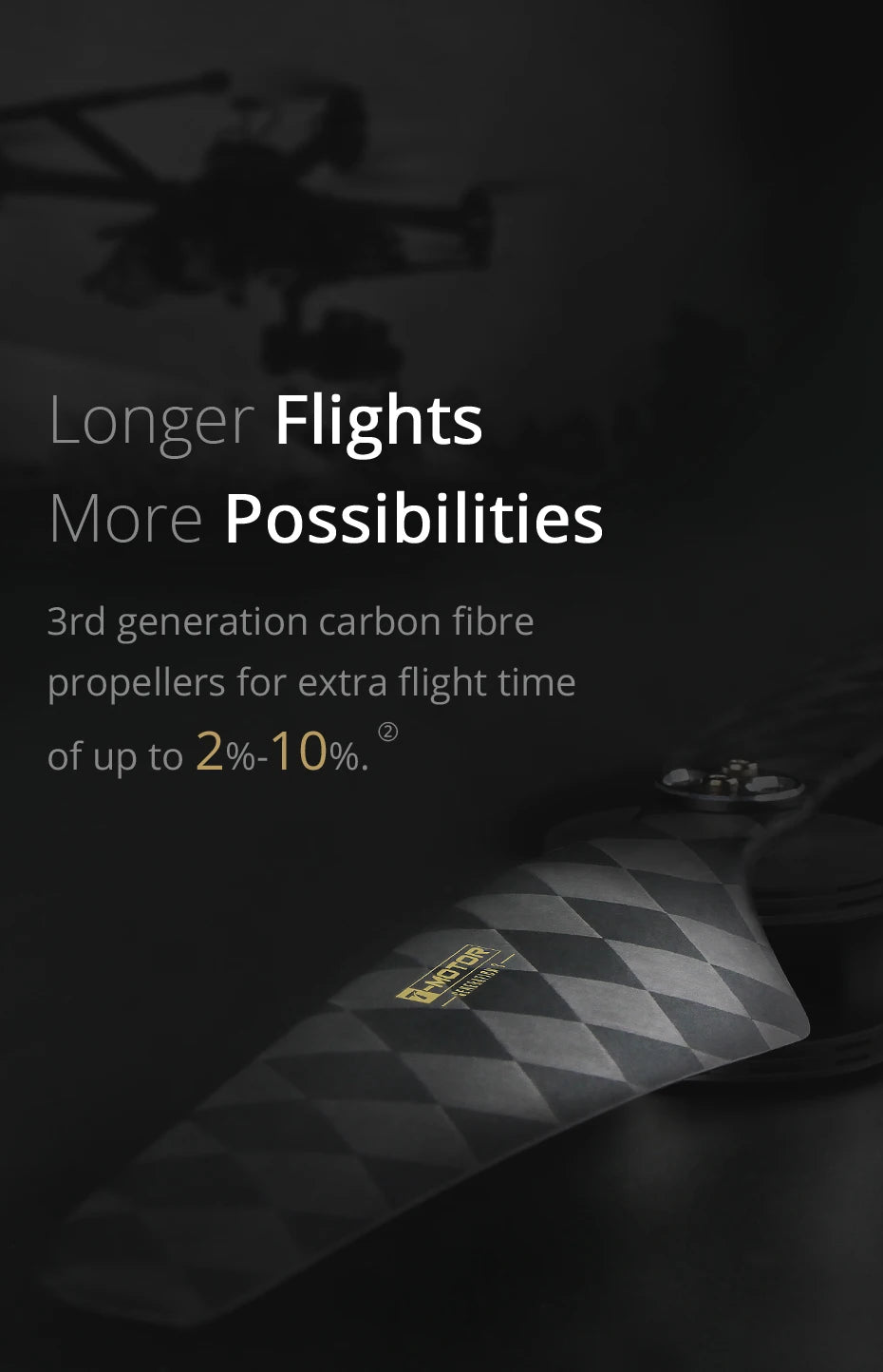 T-motor NS Series NS17x5.8 Propeller, Carbon fibre propellers for extra flight time of up to 2%-1 0% .
