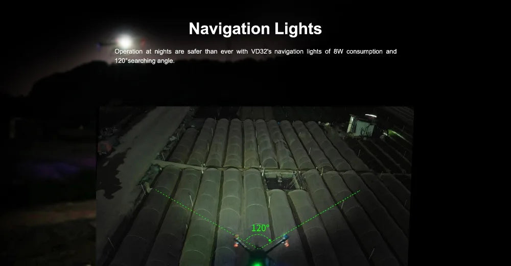SIYI VD32 remote control. VD3Z's navigation lights are 8W consumption and 120"searching angle 120
