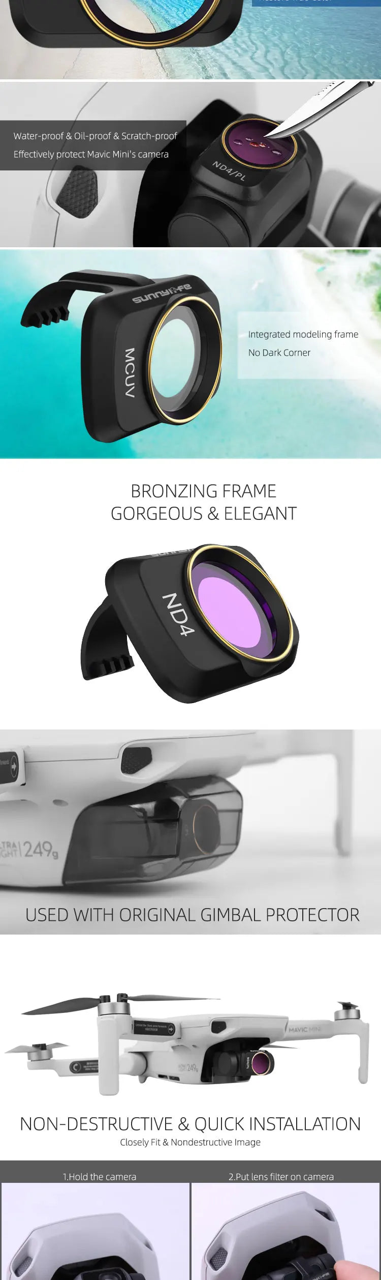 Camera Lens Filter For DJI Mavic Mini 2 /MINI SE 47 Camera, 2 BRONZING FRAME GORGEOUS & ELEGANT 7