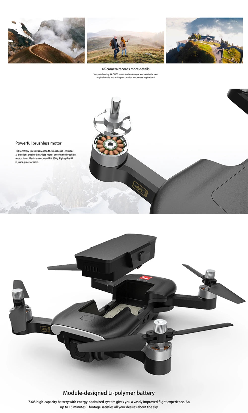 MJX Bugs 7 B7 Drone, 4k camera records more details supood moclng #