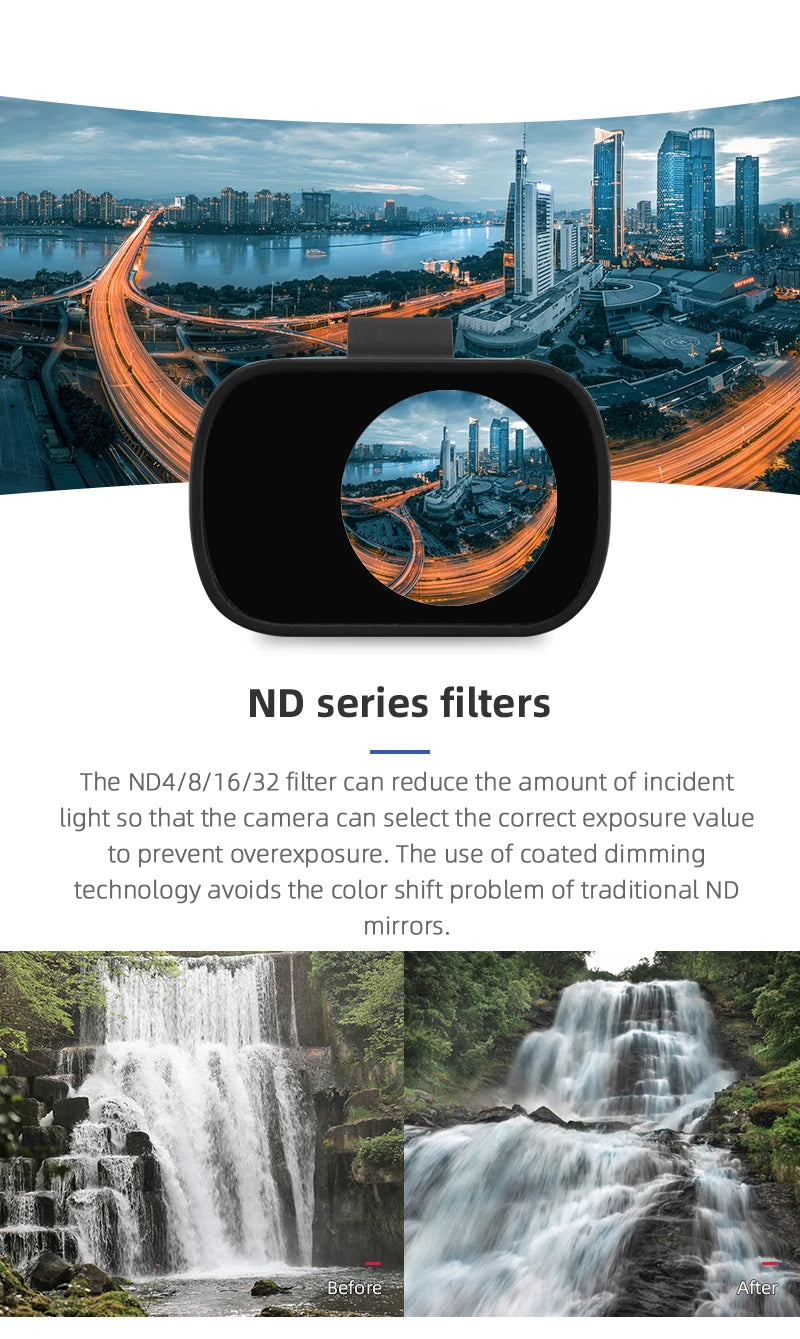 for DJI Mavic Mini 1/SE Filter, coated dimming technology avoids the color shift problem of traditional ND mirrors .