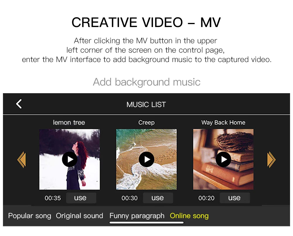 SG106 Drone with Camera 4K WiFi FPV Optical Flow 22mins Flight Dual Camera 18 SG106 Drone, enter the mv interface to add background music to the captured video